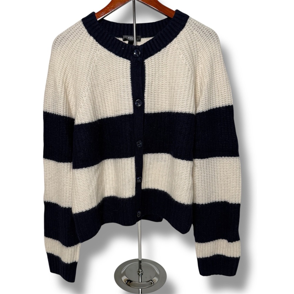 NEW Aqua Cashmere Cardigan Sweater Women's XXL 100% Cashmere Button‎ Front Ivory
